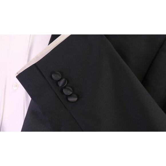Calvin Klein Black 2-Btn Formal Tuxedo Blazer Jacket Wool 46L - Picture 6 of 8